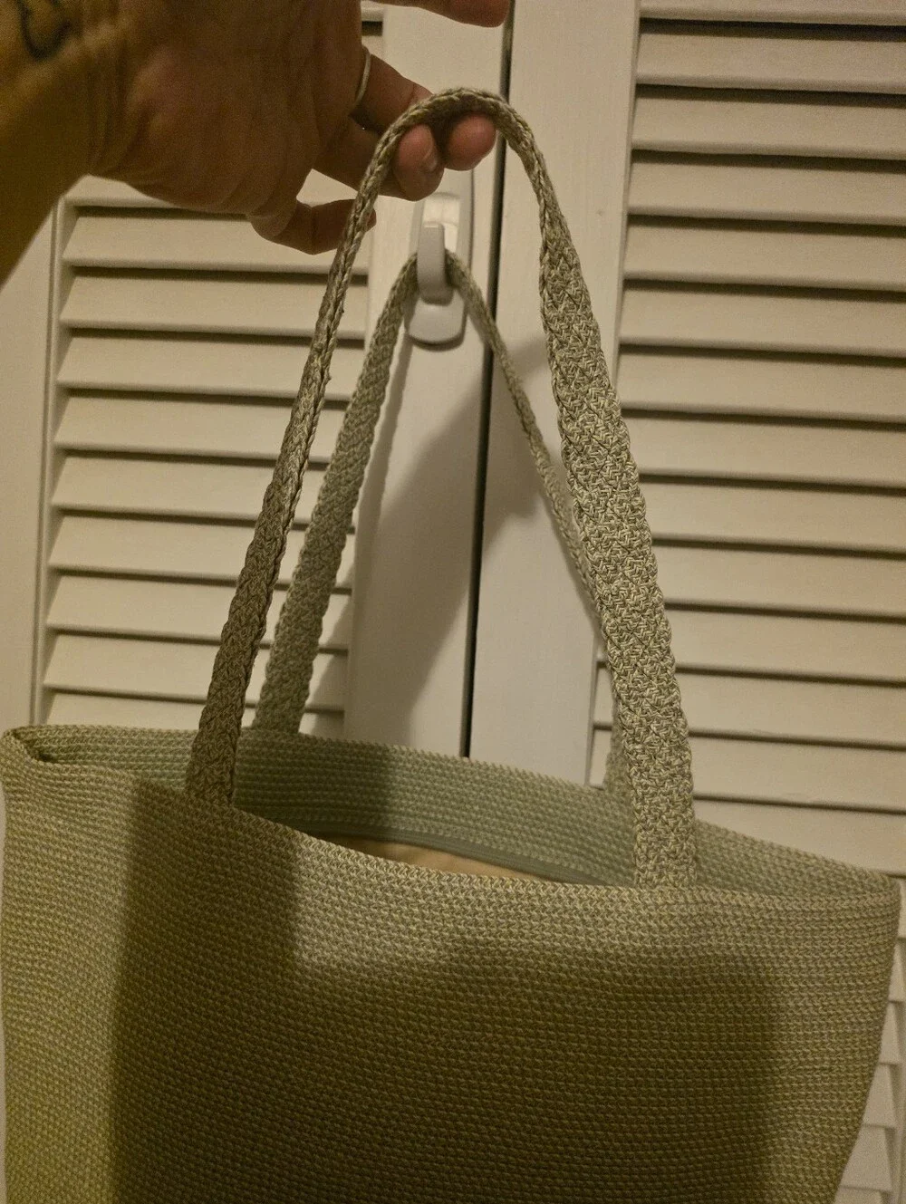 Talbots Woven Tote in Light Beige, Sage Green, Cream -Like New!!